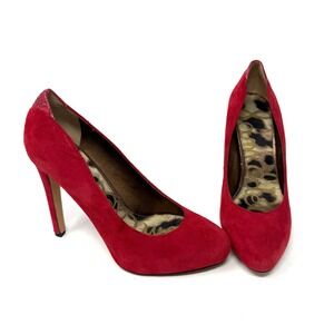 Sam Edelman Yasmine Red Suede Stiletto Pumps‎ Heels Shoes Snake Trim Women's 5.5